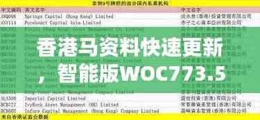 香港马资料快速更新,智能版WOC773.5规则新解