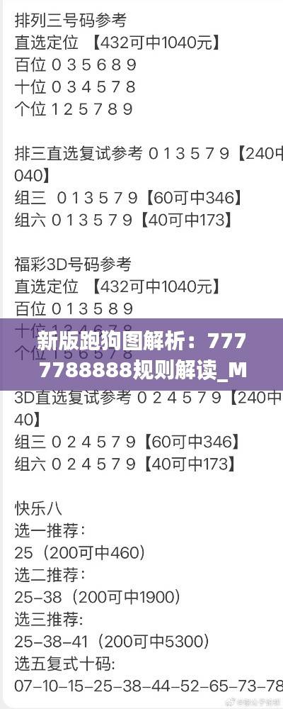 新版跑狗图解析:7777788888规则解读_MGN173.02投资版