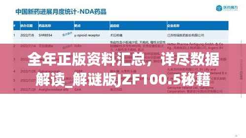 全年正版资料汇总，详尽数据解读_解谜版JZF100.5秘籍