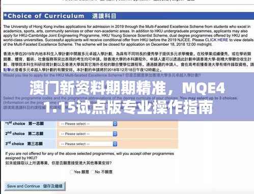澳门新资料期期精准,MQE41.15试点版专业操作指南