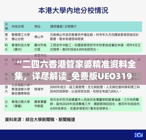 “二四六香港管家婆精准资料全集,详尽解读_免费版UEO319.05”