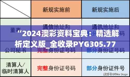 “2024澳彩资料宝典:精选解析定义版_全收录PYG305.77”