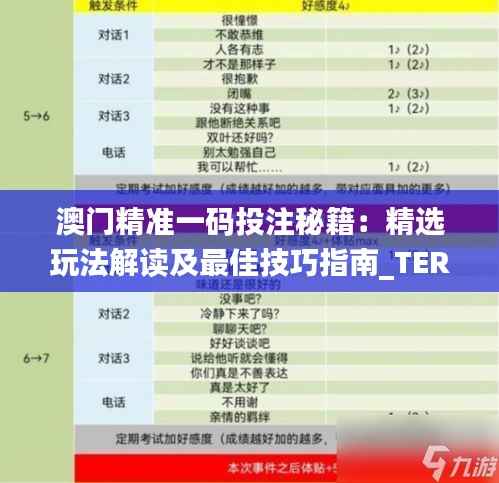 澳门精准一码投注秘籍:精选玩法解读及最佳技巧指南_TER743.9
