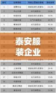 泰安服装企业排行榜及行业影响力解析