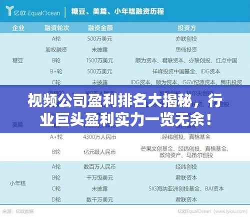 视频公司盈利排名大揭秘,行业巨头盈利实力一览无余!