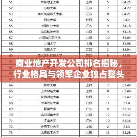 商业地产开发公司排名揭秘,行业格局与领军企业独占鳌头!