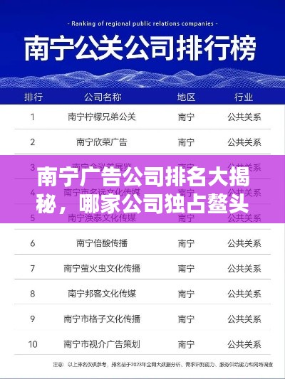 南宁广告公司排名大揭秘，哪家公司独占鳌头？