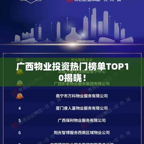 广西物业投资热门榜单TOP10揭晓！